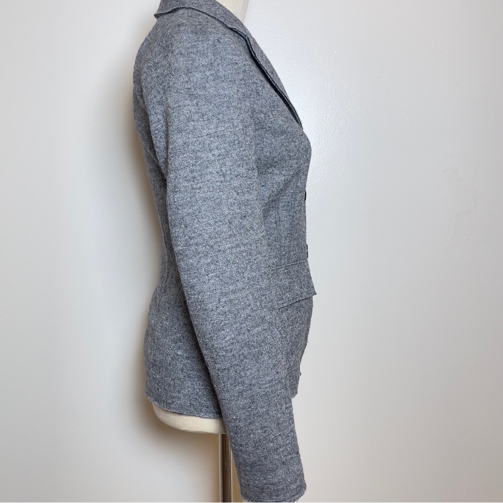 Banana Republic Wool Blend Knit Blazer Size 0 Gray Tailored Career Jacket - Picture 2 of 16